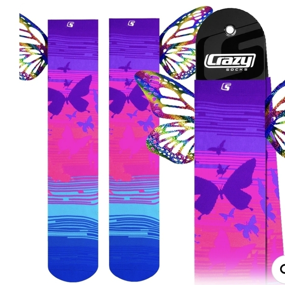 Crazy Socks Colorful Butterfly Socks - Picture 1 of 3